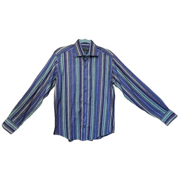ETRO Authentic Buttons up Stripes Shirt Made in Italy Size M Long Sleeves - Picture 1 of 11